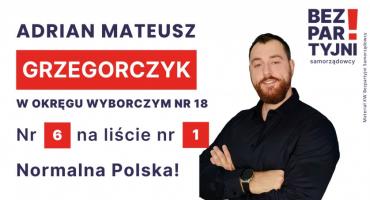 GRZEGORCZYK ADRIAN MATEUSZ - OKRĘG WYBORCZY NR 18 - nr 6 na liście - Sejm 2023