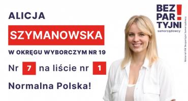 SZYMANOWSKA ALICJA - OKRĘG WYBORCZY NR 19 - nr 7 na liście - Sejm 2023